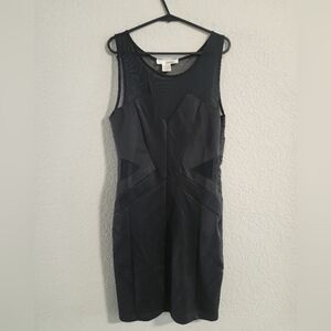 Sans Souci Women’s Black mesh body con stretch mini sleeveless dress size small